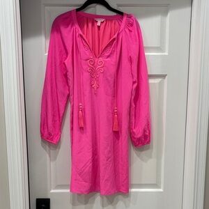Pink silk - lily Pulitzer beaded & Embroidered Women's Dress- small